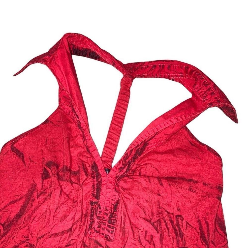 Y2k Oxus Size Xs Red Abstract Patterned Body-Con … - image 5